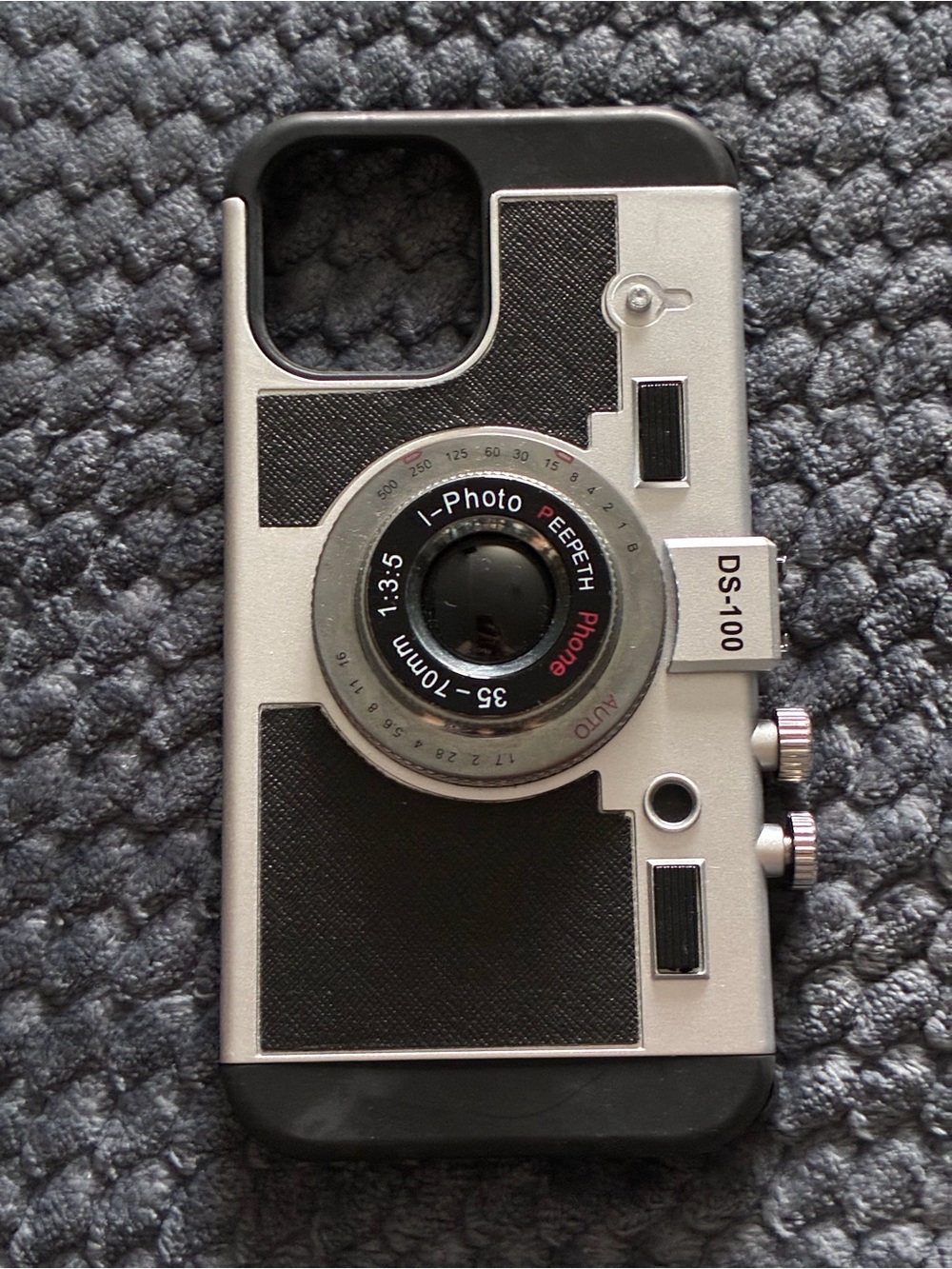 Vintage Camera Style Phone Case - Silver & Black